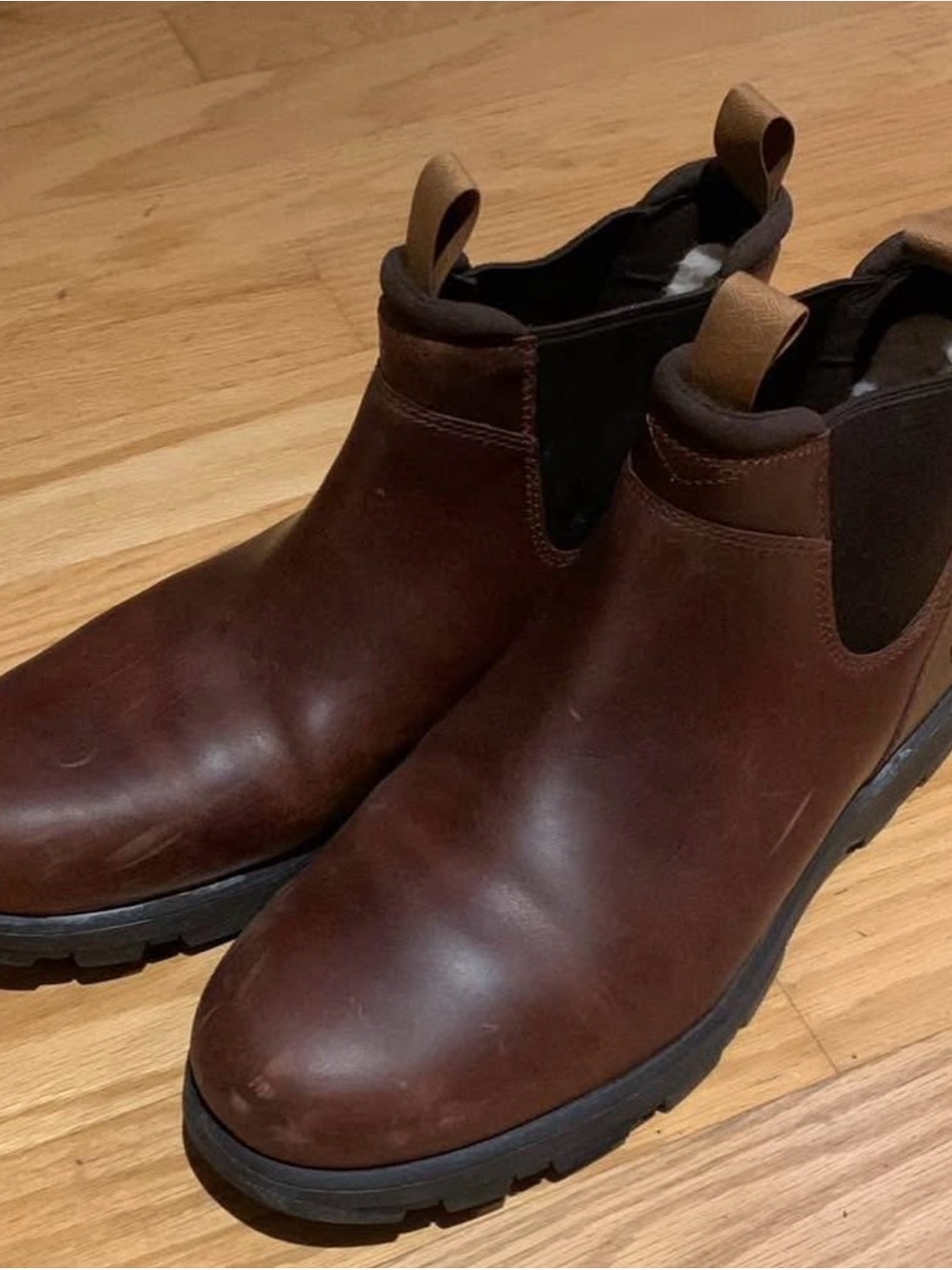 UGG Men's Brown Leather Hillmount Chelsea Rain & Snow Boots - Dark Brown